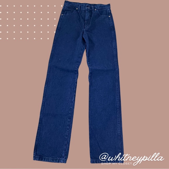 Women’s Wrangler Vintage Dark Wash Straight Leg Jeans 28x34 High Rise - Picture 1 of 9